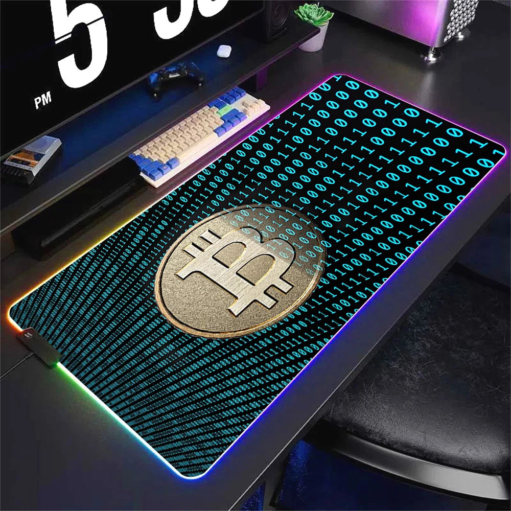 Large RGB Gaming Mouse Pad Non-slip Waterproof Desk Mat with Backlit Edge for Office and Gaming