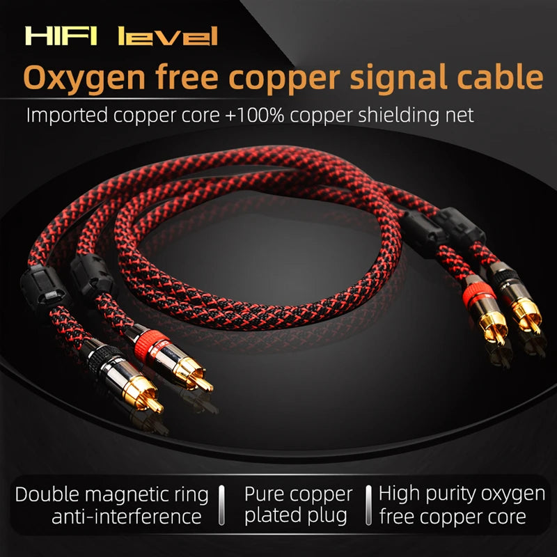 2RCA to 2RCA Hi-Fi Audio Cable 4N OFC Independent Shielding Stereo Interconnect Lead