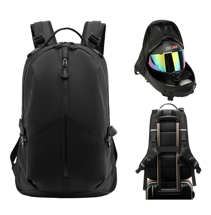 Large Capacity Water Resistant Motorcycle and Cycling Backpack with Helmet and Laptop Storage