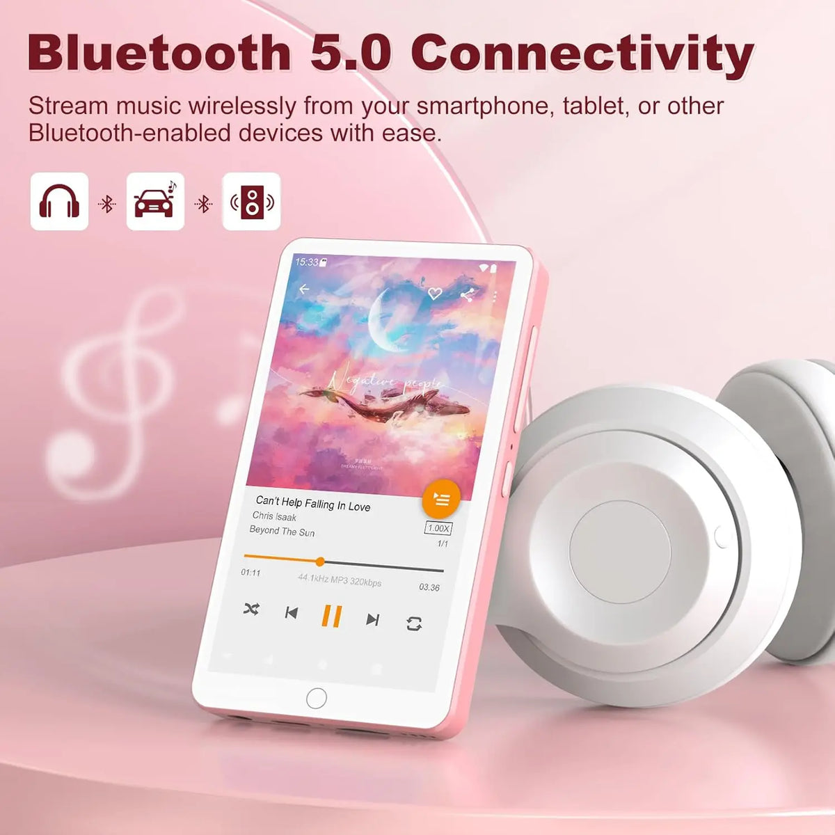 Touchscreen MP3 Player with Android 13, Bluetooth, WiFi, Large Storage and Built-in Speaker